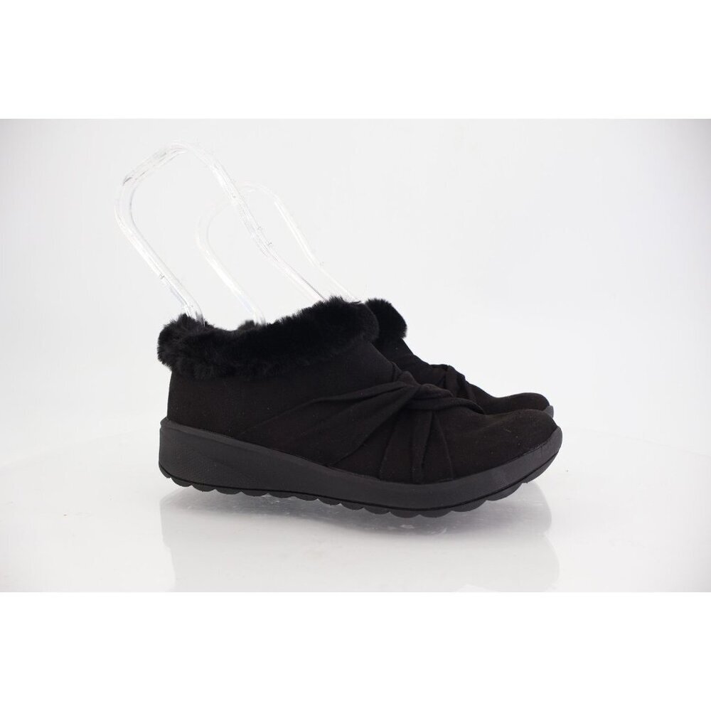 Bzees Women's Genie Fur Sneaker Mule Size 5.5 Microsuede Slip On Black Comfy